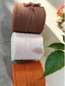 3件組 3.8cm*490cm 聚酯纖維禮品包裝緞帶，烘焙蛋糕緞帶，DIY手工緞帶，花束緞帶，適用於派對、生日、婚禮紀念品、新年裝飾與情人節（多色） - 咖色3pcs - 查看 16