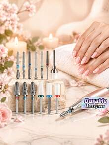 13Pcs Nail Drill Bits SetCuticle Clean & Polishing - Multicolor - View 1
