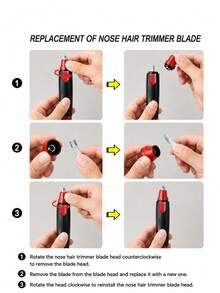 Teckwe Electric Nose Hair Trimmer, Portable Ear Nose Hair Clipper, Washable Trimming Tool For Men Daily GroomingBattery Not Included, 1 AA Battery Needed. - default - View 2