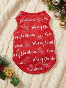 PETSIN 1pc Christmas Letter Print Pet Breathable Vest - Multicolor - View 6
