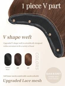 V Part Clip In Hair Extension 100% Human Hair Synthetic One Piece With 5 Clips Ins Color 4# Light Brown Real Premiun Human Hair   Long Lasting Hair Quality  Very Natural Looking Human Hair For Various Occasions  And  All Hair Types & Fashion Lovers - S4 - View 7