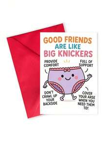 Funny Best Friend Birthday Card, Cute Cartoon Gag Gift "Like Big Underwear", Humorous Greeting Card For Friend, Husband, Coworker - multicolor - View 6
