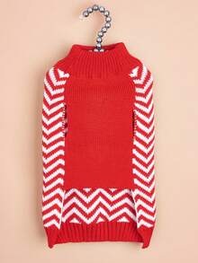 PETSIN Christmas Zigzag Sleeveless Dog Knit Vest With Pom Pom Bow, Winter Holiday Pet Tank Top - Multicolor - View 9