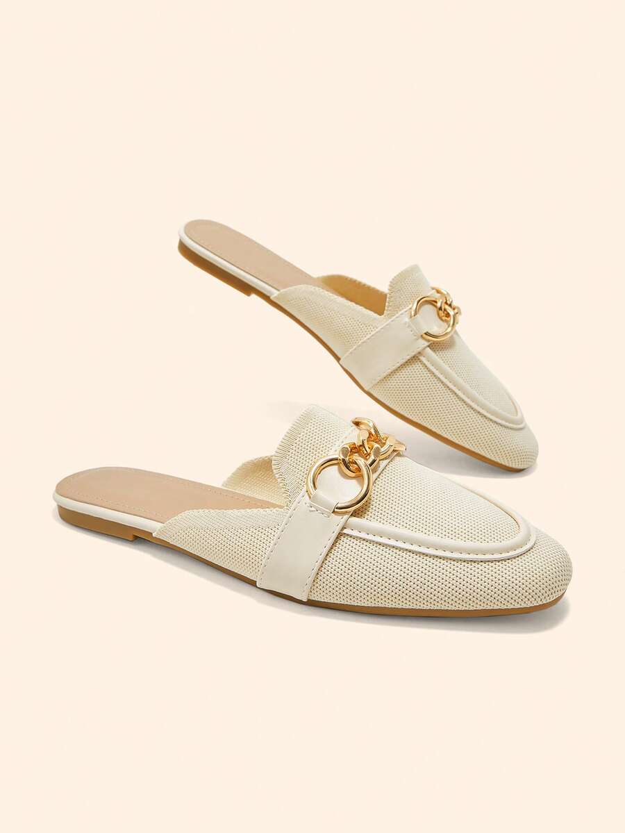 CUCCOO BASICS Women's Shoes Fashion Mules Comfort Fabric Loafers Suitable For Commuting Holidays Fall Shoes - Beige - View 1