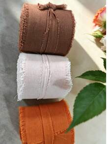 3件組 3.8cm*490cm 聚酯纖維禮品包裝緞帶，烘焙蛋糕緞帶，DIY手工緞帶，花束緞帶，適用於派對、生日、婚禮紀念品、新年裝飾與情人節（多色） - 咖色3pcs - 查看 4