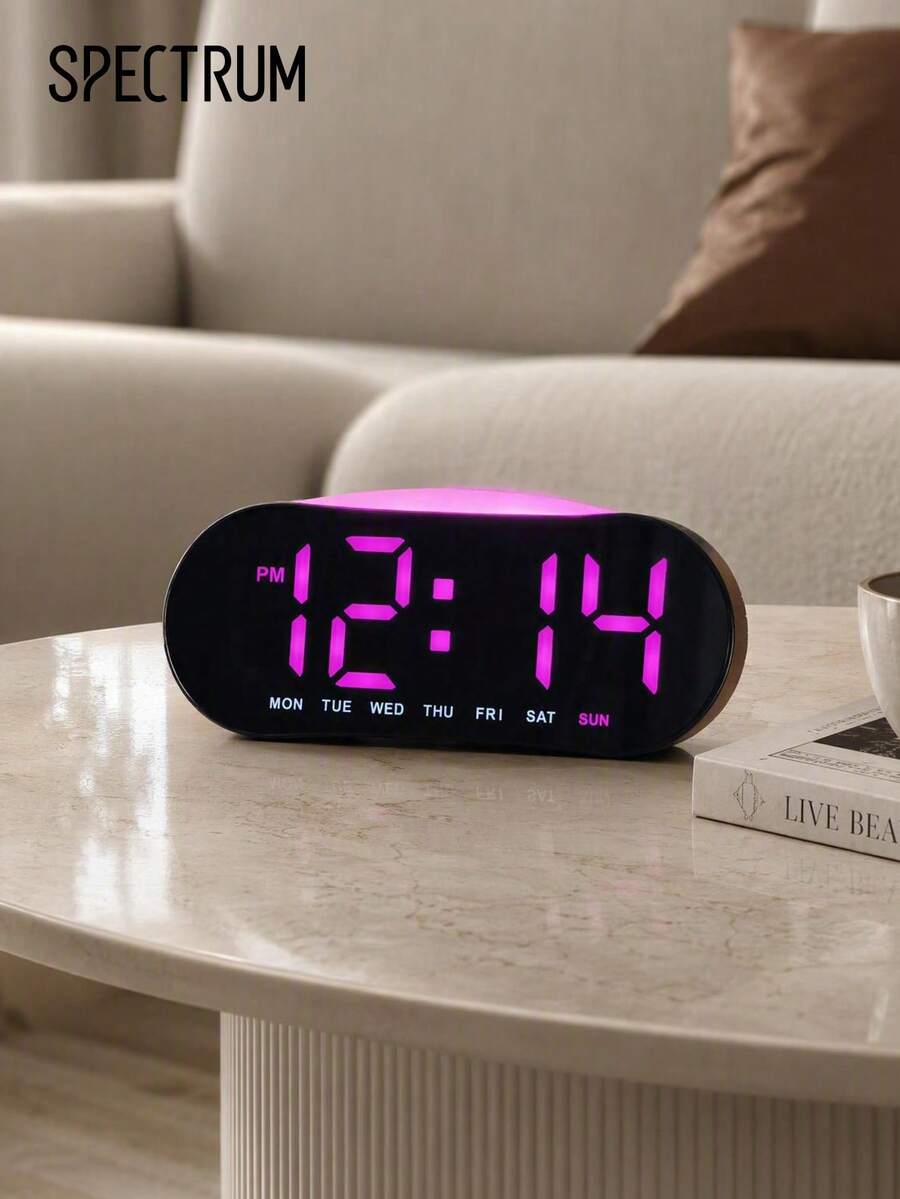 1 chiếc đồng hồ báo thức kỹ thuật số LED đa năng hiển thị ngày tháng, nhiệt độ, DST, điều chỉnh độ sáng, 2 nguồn cấp điện, phù hợp cho phòng khách và bàn làm việc văn phòng (không kèm pin) - Nhiều màu - Xem 1