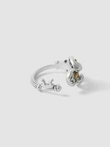 MortiRose Two Tone Cross Vintage Gothic Personalized Ring - Silver - View 5