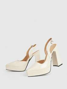 CUCCOO LuxiPop High-Heeled Thick-Soled Platform Fashionable And Simple Banquet Shoes - Apricot - View 7