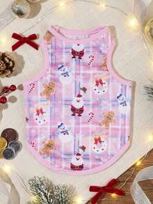 PETSIN 1pc Santa Claus & Snowflake Pet Pink Vest, Christmas - Multicolor - View 4