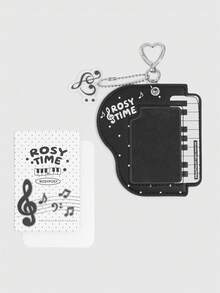 ROMWE Y2K Music Girl Style Black Piano Card Bag, Storage Star Chasing Card, Black And White Keys, Note Printing, Note Pendant, Idol Card Protective Case. - Black - View 7
