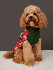 PETSIN Mas Tree Snowflake Fair Isle Dog Knit Vest, Sleeveless Holiday Pet Tank, Winter Warm Puppy Sweater - Multicolor - View 8