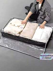 Kotak Penyimpanan Bawah Tempat Tidur Anti Debu dengan Pegangan yang Diperkuat, Wadah Kapasitas Besar untuk Selimut, Sprei, Bantal, Mainan, Solusi Pengorganisasian Kamar Tidur dengan Penutup Resleting, Kokoh dan Tahan Lama - MultiWarna - View 1