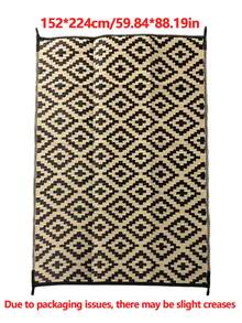 5ft X 8ft Waterproof Outdoor Rug, Reversible Plastic Straw Indoor Outdoor Patio Carpet For RV, Porch, Deck, Backyard, Camper, Balcony, Picnic, Grey And White - multicolor - View 8