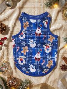 PETSIN 1pc Pet Christmas Santa Snowflake Blue Vest - Multicolor - View 4