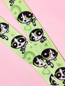 THE POWERPUFF GIRLS X SHEIN 卡通印花附掛繩卡套，可收納 2 張卡片，適合送禮 - 長方形 - 查看 8