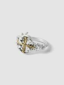 MortiRose Two Tone Cross Vintage Gothic Personalized Ring - Silver - View 6