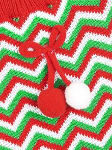 PETSIN Christmas Zigzag Sleeveless Dog Knit Vest With Pom Pom Bow, Winter Holiday Pet Tank Top - Multicolor - View 16
