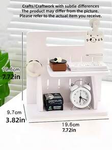 Kotak Penyimpanan Mini Berlubang untuk Meja, Rak DIY Lucu untuk Dekorasi Kamar Tidur, Kantor, dan Asrama Anak Perempuan, Dapat Ditumpuk, Mudah Dirakit - Putih - View 9