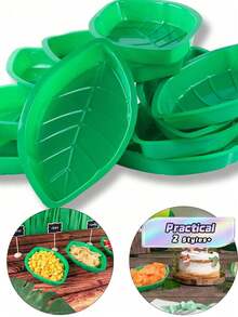 1/5PCS Palm Leaf Dinner Plate Set, Reusable Green Summer Island Jungle Party Snack Tray, Jungle Island Themed Party Decoration Platter, Green Leaf Themed Party And Birthday Tableware, Hawaiian Party Decoration Tableware - Palm leaf plate - View 1