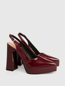 CUCCOO LuxiPop High-Heeled Thick-Soled Platform Fashionable And Simple Banquet Shoes - Burgundy - View 3