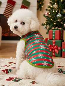 PETSIN 1pc Cartoon Snowflake Striped Christmas Dog Vest - Multicolor - View 2