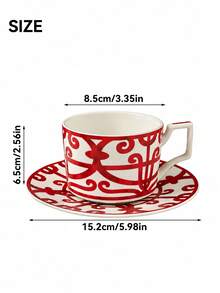 1 Set Of French-Style, Lightly Luxurious Coffee Cups And Saucers; Vintage, Niche Red Ceramic Cups And Saucers; Exquisite Afternoon Tea Dessert Cups And Saucers; A High-End Bone China Cup-And-Saucer Set For Home Use. - Multicolor - View 9