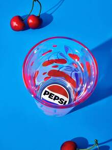 PEPSI X SHEIN 1 Buah/360ml Gelas Tutup Natrium Kalsium, Gelas Air Dingin, Cocok Untuk Air Dingin, Minuman, Kopi, Teh, Susu. - Clear - View 4