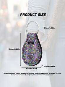 1PC Polyester Fabric Keychain Purple Paisley Floral Print Teardrop Pear Shaped Pendant Bag Charm For Backpack Wallet Fashion Creative Mini Gift Ornament Boho Retro Travel Accessory Lightweight Durable Unique Stylish Decorative Fringe Free - Multicolor - View 6