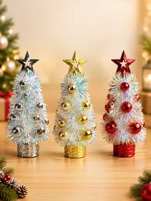 1PC Colorful Ice‑Cream Cone Mini Christmas Tree,Small Tabletop Christmas Ornament,Holiday Scene Decoration Figurine For Xmas Home Table Party Layout - Multicolor - View 8