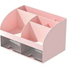 1pc Desktop Organizer With 6 Compartments And 2 Drawers, Plastic Character Organizer, Desktop Pen Holder, Suitable For School, Home, Office Supplies - Multicolor - View 11