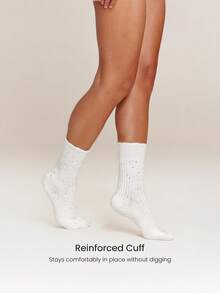 GLOWMODE 1-Pack Cozy Cable-Knit Slouch Socks With Soft Fleece Lining Daily Casual Home Wear - White - View 5