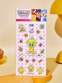 LOONEY TUNES X POKOJA LAND Tweety Bird 3D Puffy Sticker Sheet 4 Style Options, Transparent PVC Bubble Glue Cartoon Decals With Character Figure & Mini Item Shapes, Reusable Waterproof Stickers For Journaling Scrapbooking Laptop Suitcase Decor - Multicolor - View 6
