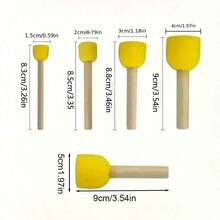 5pcs/15pcs/25pcs Kuas Spons Kuning untuk Grafiti, Lukisan, dan Proyek Seni - Kepala Jamur Bulat - MultiWarna - View 5