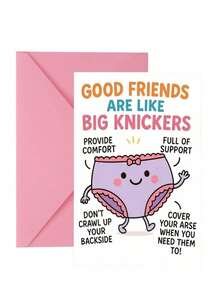 Funny Best Friend Birthday Card, Cute Cartoon Gag Gift "Like Big Underwear", Humorous Greeting Card For Friend, Husband, Coworker - multicolor - View 7