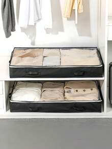 Kotak Penyimpanan Bawah Tempat Tidur Anti Debu dengan Pegangan yang Diperkuat, Wadah Kapasitas Besar untuk Selimut, Sprei, Bantal, Mainan, Solusi Pengorganisasian Kamar Tidur dengan Penutup Resleting, Kokoh dan Tahan Lama - MultiWarna - View 2