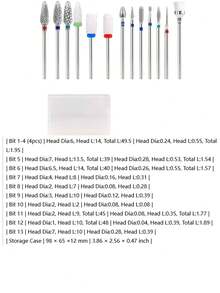 13Pcs Nail Drill Bits SetCuticle Clean & Polishing - Multicolor - View 3