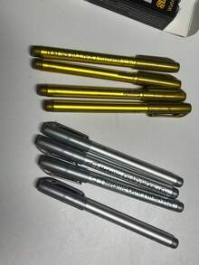 2pcs Gold & Silver Metal Paint Pens For Diy Drawing On Black Card/Doodling/Craft/Scrapbooking/Sign-Making, Pens, Markers, Acrylic Markers, Acrylic Pens Back To School,Pens - Multicolor - View 4