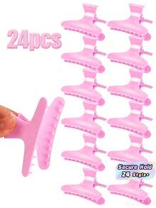 24pcs Pink Butterfly Hair Clips, Hair Clips For Styling Sectioning Clamps Claws Pro Salon Hair Clips For Cutting, Styling, Sectioning, Coloring Hair Styling Clips Butterfly Clips Hair Accessories - Baby Pink - View 2