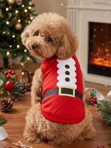 PETSIN 1pc Christmas Pet Vest With Red Ribbon Waistband - Multicolor - View 4