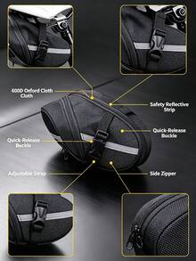 Bicycle Saddle Bag, Bike Under‑Seat Rear Storage Pouch, Quick Release Cycling Tool Pack, Durable Oxford Fabric Bike Saddle Pouch For Mountain Bike Road Bike Commuting Riding - multicolor - View 5
