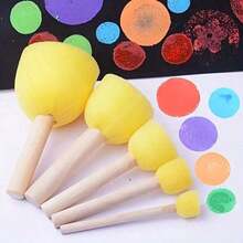 5pcs/15pcs/25pcs Kuas Spons Kuning untuk Grafiti, Lukisan, dan Proyek Seni - Kepala Jamur Bulat - MultiWarna - View 3