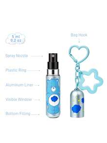 SHEIN X Care Bears 5ml/0.2oz 可重複填充淺藍色小熊香水噴霧瓶，底部填充，壓頭噴嘴，透明視窗，迷你便攜化妝瓶，適合旅行與飛機隨身攜帶，附星星吊飾可掛在包包或鑰匙圈 - 淺藍色 - 查看 2