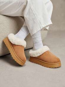 Solecia Winter Ladies Are Fashionable And Comfortable, Piled And Thickened Warm Snow Boots, New Plush Flanged And Piled Warm Slip-On Slouchy Ankle Boots. Outdo - Rust Brown - View 8