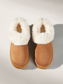 Solecia Winter Ladies Are Fashionable And Comfortable, Piled And Thickened Warm Snow Boots, New Plush Flanged And Piled Warm Slip-On Slouchy Ankle Boots. Outdo - Rust Brown - View 6