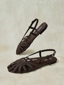 Styleloop 2026 New Sandals Round Toe Fashion Woven Flat-Soled Women's Shoes - Coffee Brown - View 6