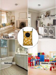 1PC Large Capacity Oxford Fabric Breathable Wall Mounted Hanging Door Dirty Laundry Storage Bag Yellow Daisy Floral Print Portable Foldable Space Saving Sturdy Hook Laundry Basket For Bathroom Balcony Dormitory Apartment Home Laundry Organizer - Multicolor - View 4