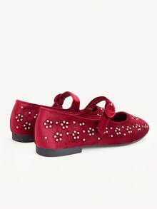 CUCCOO CHICEST Autumn And Winter Round Buckle Square Toe Flat Bottom Burgundy Mary Jane Wedding Shoes Banquet Commuter Shoes - Burgundy - View 6