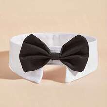 Adjustable Pet Bow Tie Collar, Formal Tuxedo Style Dog Cat Collar With Bowtie, Wedding Party Costume Accessory For Small Puppy Kitten - Black and White - View 7