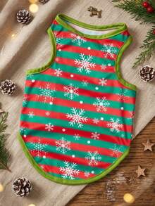 PETSIN 1pc Cartoon Snowflake Striped Christmas Dog Vest - Multicolor - View 4