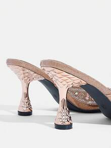 CUCCOO TILAWA Water Drop Pattern Rhinestone Elegant Sexy Pointed Women's High Heels - Exquisite And Fashionable Design, With A Pedal Design Stiletto Women Fall Shoes - Champagne - View 9